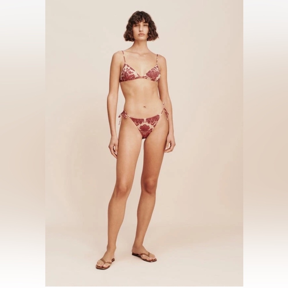 CONSIGNED POSSE Red Floral Kai Bikini Top & Diego Bottom XS NWT